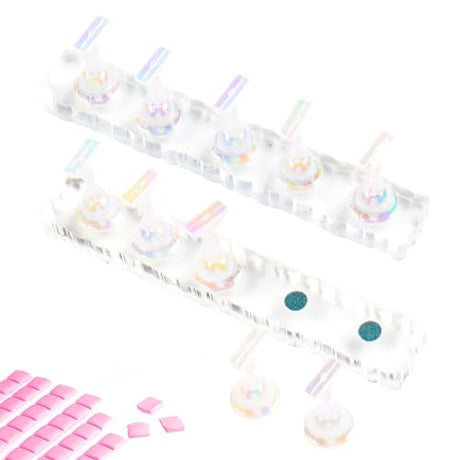 BQAN 2 Set Nail Holder for Painting Nails, Transparent Acrylic Nail Stand for Press on / Fake Nail Tips Training / Nails Display with 96 Pcs Reusable BQAN