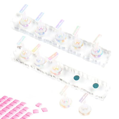 BQAN 2 Set Nail Holder for Painting Nails, Transparent Acrylic Nail Stand for Press on / Fake Nail Tips Training / Nails Display with 96 Pcs Reusable