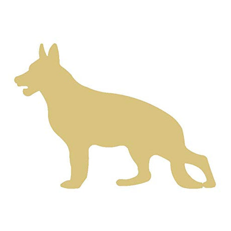 German Shepherd Cutout Unfinished Wood Dog Puppy Animal Shelter Décor Pet Store MDF Shape Canvas Style 1 (6") Diverse Woodworking