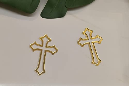 20pcs of Cross Wood Outline Shape,Cross Cake Charm Topper,Laser Cut Unfinished Wood,Antiochian Cross,Christian Cross Crafts (3'', Wood) RUIXUAN