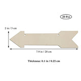 20pcs Arrow Shape Unfinished Wood Sign Blank Arrow Hanging Wooden Plaque DIY Craft Project Wood Sign with Rope Door Wall Art Decorative, 7.9x2 Inch JANOU