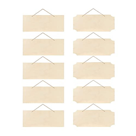 Kisangel 10Pcs Hanging Wooden Sign Blank Wood Plaque Blank Wood Sign Crafts Blank Wooden Writing DIY Sign Unfinished Wood Plaque Unfinished Wood Sign Kisangel
