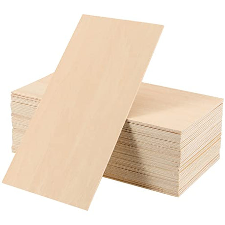 MUKCHAP 80 PCS Craft Wood Sheet, 1/16 x 4 x 8 Inch Thin Wood Sheets, Unfinished Plywood Wood Sheets for DIY Models, Ornaments MUKCHAP