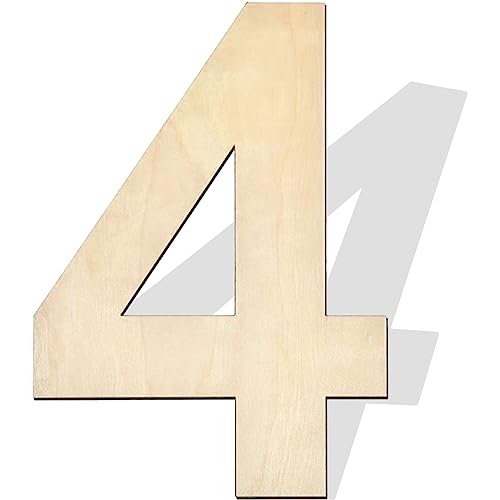 5ARTH 6 inch Wooden Number 4 - Blank Unfinished Wood Numbers for Walls Decor, Birthday Party, Wedding Decoration, Wood Sign Board, DIY Craft Home