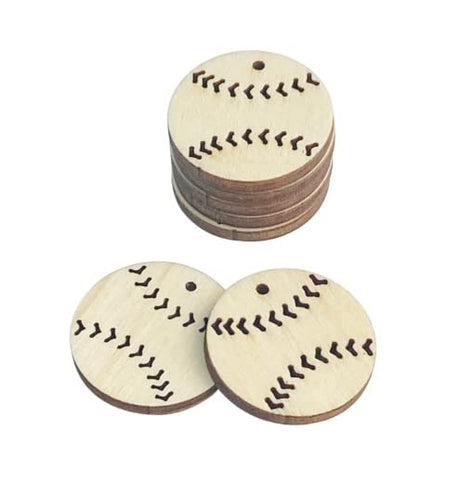 ALL SIZES BULK (12pc to 48pc) Unfinished Wood Laser Cutout Baseball Dangle Earring Jewelry Blanks Shape Crafts Made in Texas Texan Wood Crafts