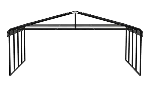 Arrow Carports Galvanized Steel Carport, Double Car Metal Carport Kit, 20' x 20' x 9', Charcoal - WoodArtSupply