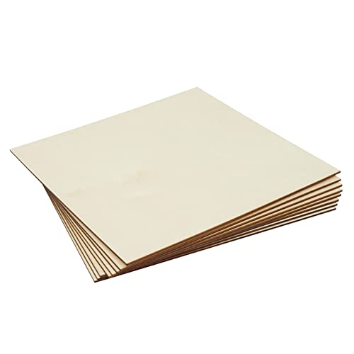 8-Pack 12x12 Wood Panels, Thin Plywood for Crafts, Painting, DIY, Art Projects, Engraving, 3 mm Birch Plywood Boards, Unfinished Wooden Signs (0.12 Bright Creations