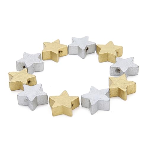 Anneome 100 Pcs Wood Star Beads Star Bead Charms Bracelet Wood Beads Wood Earring Finding Wood Star Spacer Beads Loose Wooden Bead Wood Beads for Anneome