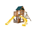 Swing-N-Slide WS 8355 Castlebrook Swing Set with Two Slides, Swings & Climbing Wall, Wood Swing-N-Slide