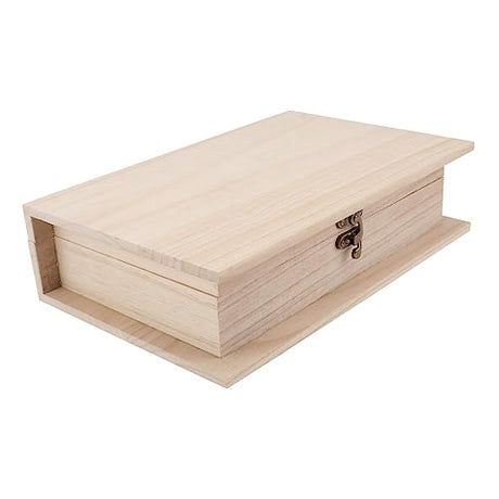 FUNOMOCYA 1pc Box Wooden Storage Box Unfinished Jewelry Case Paper Storage Organizer Trinket Storage Container Unfinished Wooden Treasure Chest FUNOMOCYA