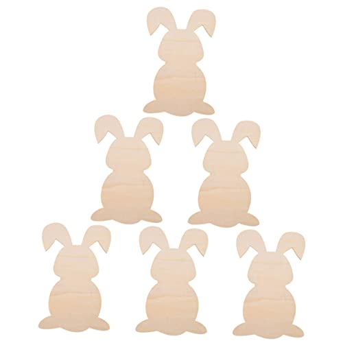 Kisangel 12 pcs Rabbit Shaped Wood Chips Unfinished Wood Bunny Easter Bunny Unfinished Wood Crafts Bunny Unfinished Wood Slices Decor Bunny Hanging Kisangel