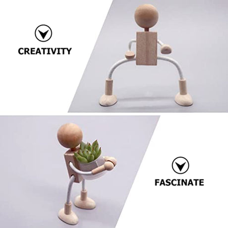 Milisten 6pcs Wooden Peg Dolls, Unfinished Wooden Figures People Doll Robot Unfinished Bodies Figures, Adjustable Peg Dolls for DIY Painting Arts Milisten