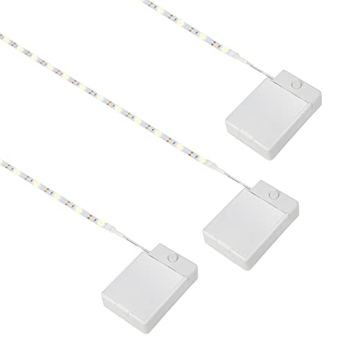 Noevany Battery Powered Under Cabinet Lighting, Wireless LED Strip Lights for Kitchen Under Cabinet| Shelves| Under Counter| Closet| Cordless Click Noevany