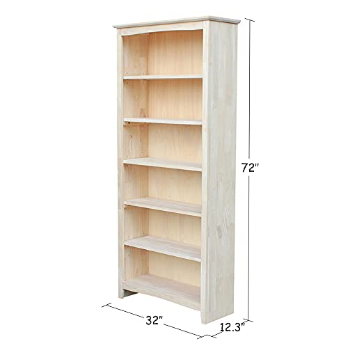 International Concepts Bookcase, 72-Inch, Unfinished IC International Concepts