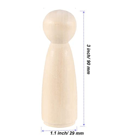 MAHIONG 30 PCS 3.5 Inch Wooden Peg Dolls, Unfinished Wood Angel Girl Shape Peg People Bodies Figures for DIY Craft, Wedding, Cake Toppers, Painting MAHIONG