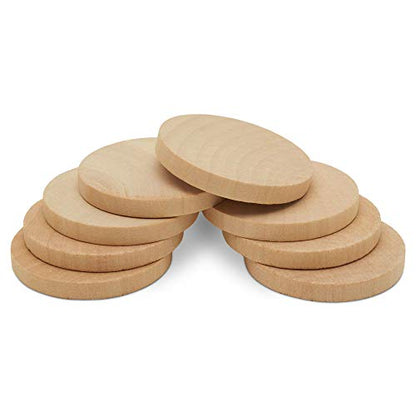 Wooden Circles 2 x 1/4 Inch Wooden Discs - 25 Pieces Ready to Paint and Decorate- Wood Burning -Jewelry Making, Crafts and DIY Projects - Easy to