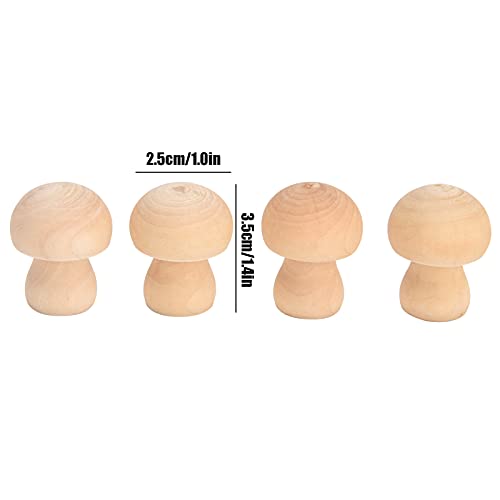 Wooden Mushroom Ornament, Unfinished Mushrooms, 50pcs Wood Mushroom DIY Toy in Clear Box, Plain Unpainted Mini Mushroom for Arts and Crafts Projects AUNMAS