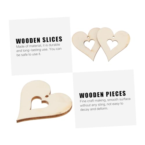 TEHAUX 200 Pcs Love Wood Chips Unfinished Wood Slices Gift Ornaments Decorative Labels Unfinished Wedding Ornaments Blank Gift Tags Blank Ornaments