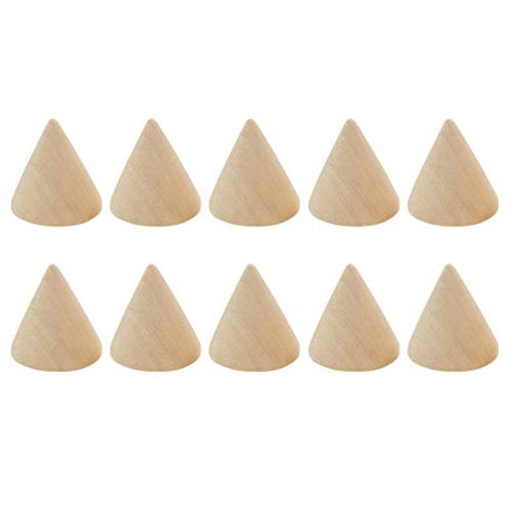SEWACC 10pcs Unfinished Wooden Cones Natural Wood Cone Ring Holders Unpainted Wood Plain Stand Cone Blank Wooden Cones for DIY Crafts Drawing SEWACC
