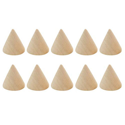 SEWACC 10pcs Unfinished Wooden Cones Natural Wood Cone Ring Holders Unpainted Wood Plain Stand Cone Blank Wooden Cones for DIY Crafts Drawing
