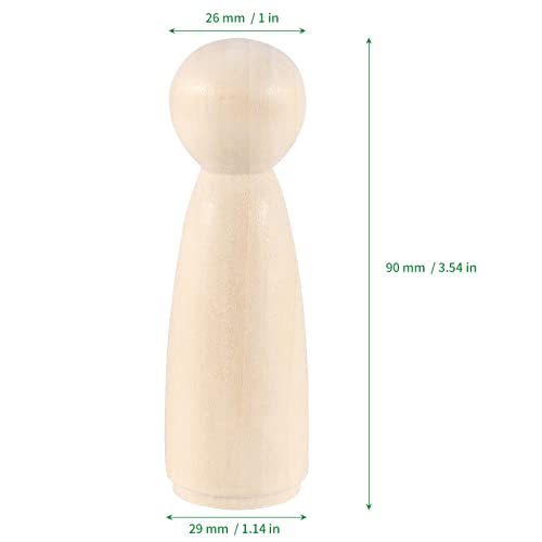 ZOENHOU 30 Pack 3-1/2 Inch Wooden Peg Dolls, Mom Angel Unfinished Peg People Doll Bodies, Wooden Figures for Craft, Painting ZOENHOU