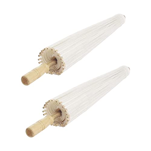 Abaodam 2pcs Wedding Paper Umbrella DIY Drawing Umbrella Paper Parasol Unfinished Umbrella White Paper Umbrellas Miniture Decoration DIY Supply Abaodam