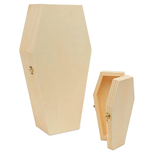 Woodpeckers Small Halloween Coffin Box, 9 Inch, Pack of 2, Unfinished Wood, Use As Halloween Décor and Halloween Crafts, Pet Casket