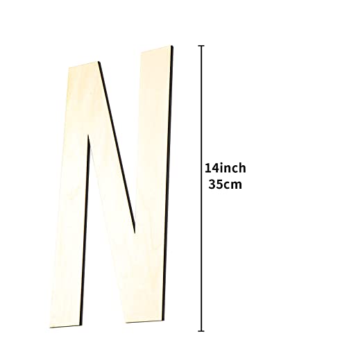 GDGDSY Unfinished Wood Letters, 14 Inch Blank Wooden Letters Wood Letter for Decoration. (N) GDGDSY