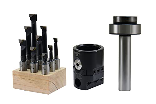 Shars 2" Boring Head + 3/4" Straight Shank + 1/2" C6 Boring Bar 9 Pcs Set 202-8042+202-8004+404-7120 M] Shars