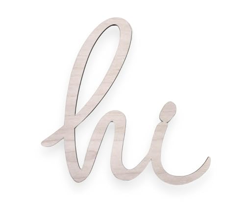 Hi Sign Wooden Cutout DIY Craft Door Wreath Decor (7"x7", 3/16" Maple) Follite