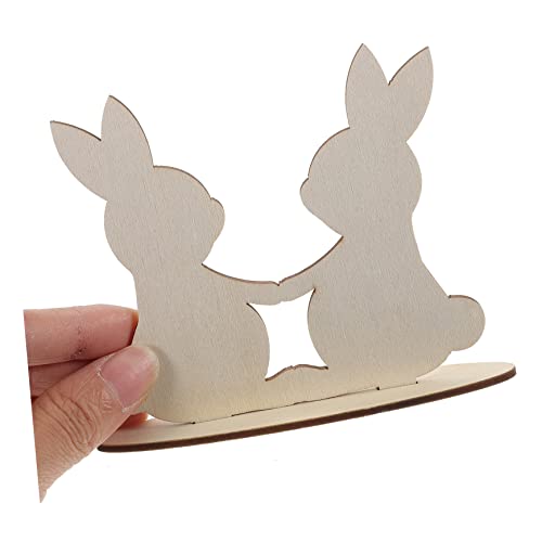 BESPORTBLE 10pcs White Rabbit Ornament Easter Unfinished Rabbit Cutouts Easter Wood Cutouts Blank Bunny Cutout Easter Wood Slice Blank Flags Wooden BESPORTBLE