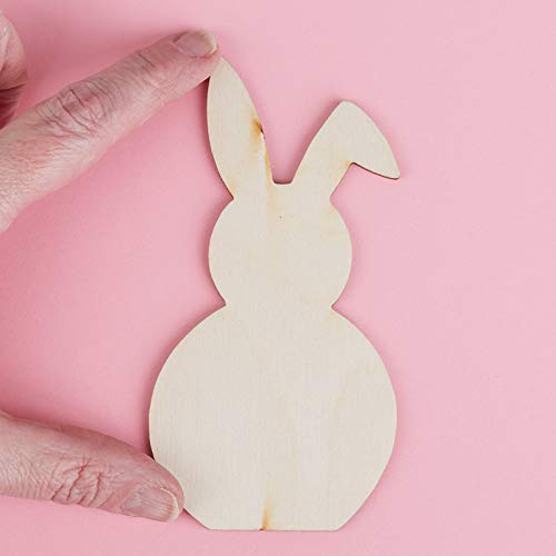 Factory Direct Craft Unfinished Wooden Floppy Ear Bunny Rabbit Garland Easter Craft Kit Unfinished Wood Bunnies, White Pom Poms, Twine and - WoodArtSupply