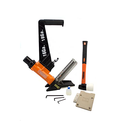 Freeman PF1618GLCN Pneumatic 3-in-1 16-Gauge and 18-Gauge 2" Flooring Nailer Ergonomic and Lightweight Nail Gun for Tongue and Groove, Hardwood, and Freeman