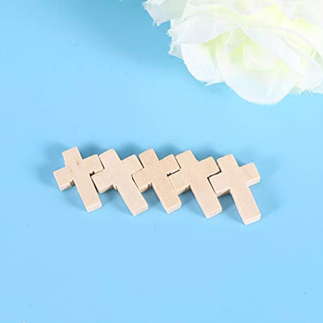 MAGICLULU 50pcs Wooden Blank Cross Pendant Unfinished Mini Wooden Cross Wooden Small Unpainted Cross Pendant DIY Jewelry Crafts Projects MAGICLULU