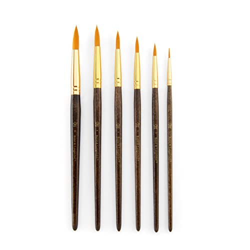 Royal & Langnickel Gold Royal Zip N' Close Taklon Round 6-Piece Brush Set, 10.5 x 2.9 x 0.5 - WoodArtSupply