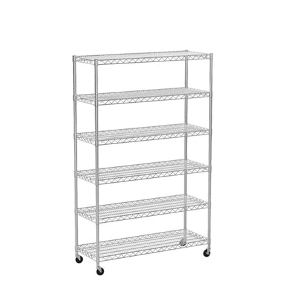 YRLLENSDAN 6000Lbs Capacity Adjustable Storage Shelves Heavy Duty Shelving Unit 6 Tier Metal Shelving with Wheels NSF Wire Shelving (48" W x 18" D x - WoodArtSupply