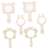 Kisangel 18 Pcs Small Wooden Mirror Natural Mirrors Ornament Unfinished Wooden Handheld Mirror Wood Hand Mirror Unpainted Handheld Mirror DIY Wood Kisangel