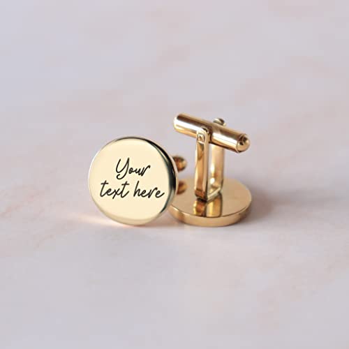 Custom engraved cufflinks for weddings, personalized gift for groom, father of the bride & groom dad, best men, customized gold & silver cufflinks - WoodArtSupply