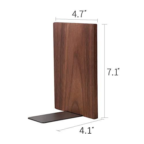 Muso Wood Handmade Walnut Book Ends, Non-Skid Bookends for Shelves, Large Sturdy Book Ends for Heavy Books, Decorative Book Shelf (1 Pair) muso wood