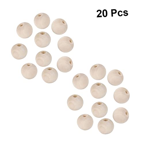 Tofficu 20pcs Unfinished Wood Beads Wood Beads Bracelet Making Round Beads Beaded Jewelry Wood Loose Beads Jewelry Making Charms Wood Craft Beads Tofficu