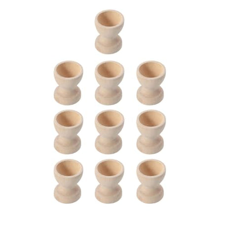Kisangel 10pcs Unfinished Wood Easter Egg Stand Wooden Egg Cup Holders Easter Egg Holders for Diy Easter Decoration(Wooden Egg Tray) Kisangel