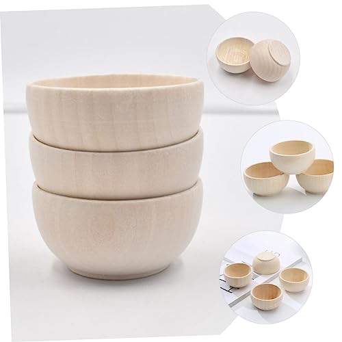 EXCEART 5 Pcs Wooden Bowl Woody Doll Accessories Mini Candle Wooden Peg Doll DIY Wood Bowls Mini Wood Bowls Wooden Unfinished Crafts Bowls Wood Bowls EXCEART