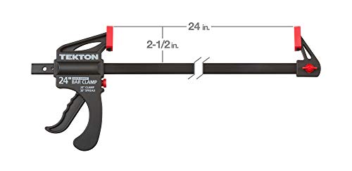 TEKTON 24 Inch Ratchet Bar Clamp / 30 Inch Spreader Set, 2-Piece | CLP51524, Red Metallic - WoodArtSupply