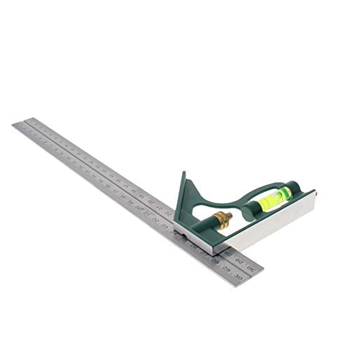 Utoolmart 300mm Green Base Stainless Steel Framing Square Right Angle Ruler Thicken Try Square Ruler Tools for Carpenter Engineer 1 Pcs Utoolmart