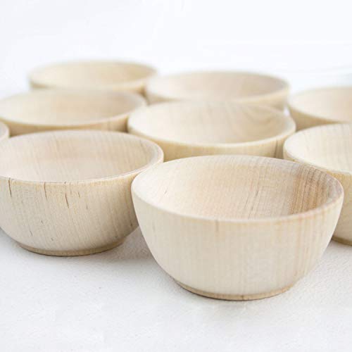 Chica and Jo Set of 50 Small Unfinished Wooden Bowls - Pinch Bowls, Condiment Cups, Salt Cellars (50) Chica and Jo