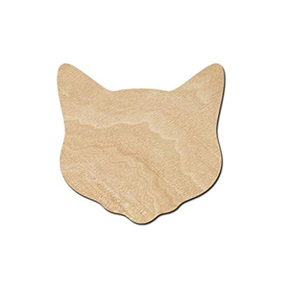 Cat Head Wood Cutouts for crafts, Laser Cut Wood Shapes 5mm thick Baltic Birch Wood, Multiple Sizes Available - WoodArtSupply