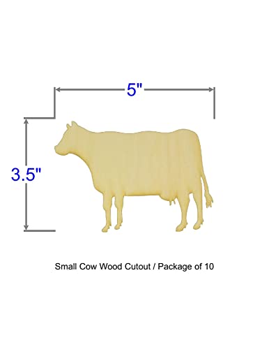 Unfinished Cow Wood Cutout (1/8" Thickness, Small 5" x 3.5" (Package of 10)) - WoodArtSupply