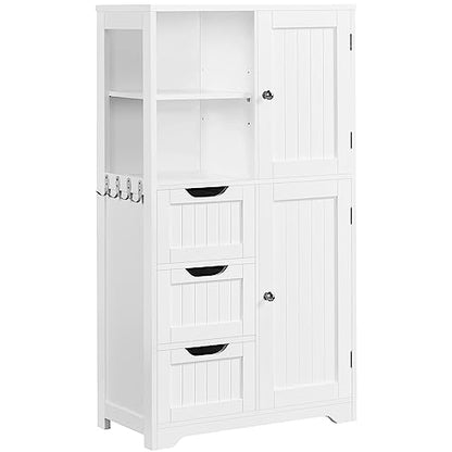 Yaheetech 42" Stylish Bathroom Storage Cabinet with 3 Drawers, 2 Open Shelves and 2 Doors - WoodArtSupply