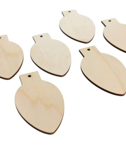 ALL SIZES BULK (12pc to 100pc) Unfinished Wood Laser Cutout Christmas Ornament Light Bulb Dangle Earring Jewelry Blanks Shape Crafts Made in Texas Texan Wood Crafts