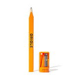 Orange Carpenter Pencil Set - Includes 15 Flat Construction Pencils with Printed Ruler, 1 Carpenter Pencil Sharpener & 1 Clear Storage Container - Oriole Tools